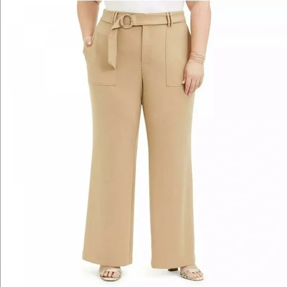 INC Womens Plus Belted Office Wear Pants